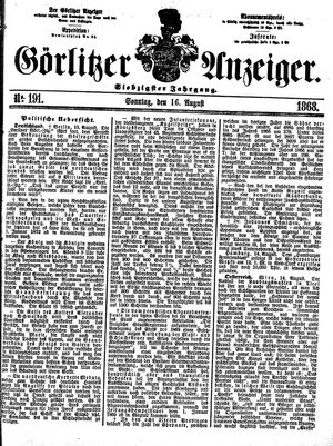 Görlitzer Anzeiger vom 16.08.1868