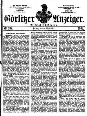 Görlitzer Anzeiger vom 04.09.1868
