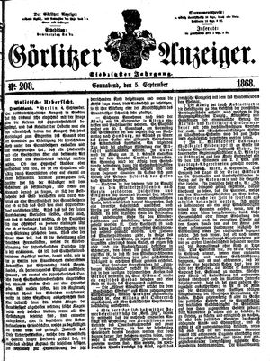 Görlitzer Anzeiger vom 05.09.1868