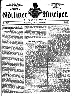 Görlitzer Anzeiger on Sep 10, 1868
