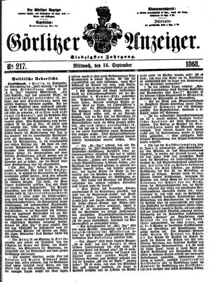Görlitzer Anzeiger on Sep 16, 1868