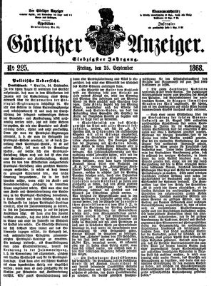 Görlitzer Anzeiger vom 25.09.1868