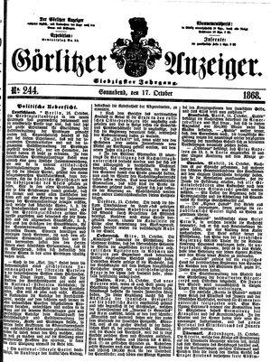 Görlitzer Anzeiger on Oct 17, 1868