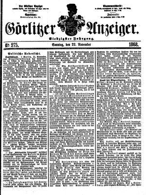 Görlitzer Anzeiger vom 22.11.1868