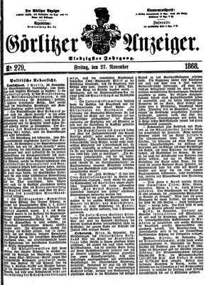 Görlitzer Anzeiger vom 27.11.1868