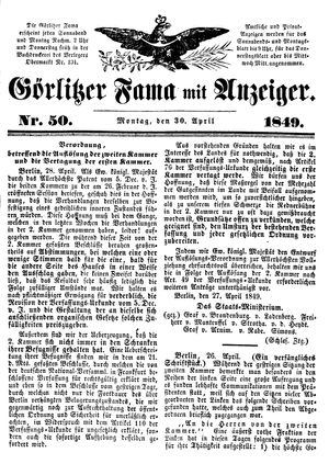 Görlitzer Fama vom 30.04.1849