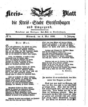 Kreisblatt für die Kreisstadt Greifenhagen und Umgegend vom 04.05.1836