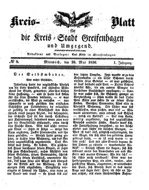 Kreisblatt für die Kreisstadt Greifenhagen und Umgegend vom 25.05.1836