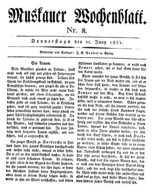 Muskauer Wochenblatt vom 21.06.1821