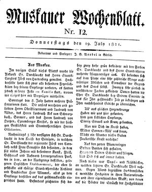 Muskauer Wochenblatt on Jul 19, 1821