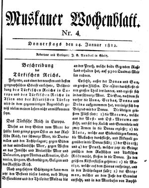 Muskauer Wochenblatt on Jan 24, 1822