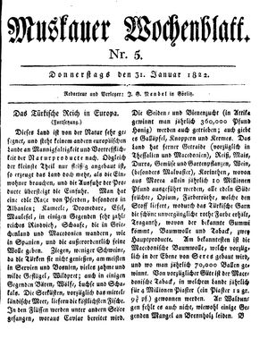 Muskauer Wochenblatt on Jan 31, 1822