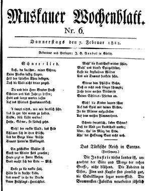 Muskauer Wochenblatt on Feb 7, 1822