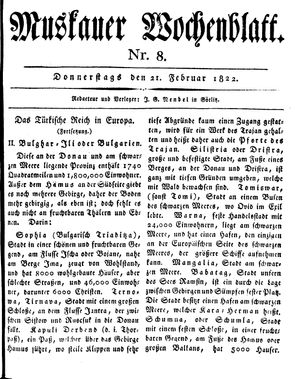 Muskauer Wochenblatt vom 21.02.1822