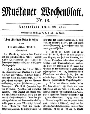 Muskauer Wochenblatt vom 02.05.1822