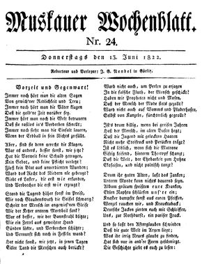 Muskauer Wochenblatt vom 13.06.1822