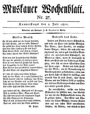 Muskauer Wochenblatt on Jul 4, 1822