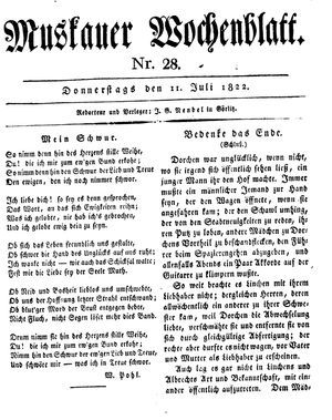 Muskauer Wochenblatt vom 11.07.1822