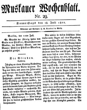Muskauer Wochenblatt vom 18.07.1822