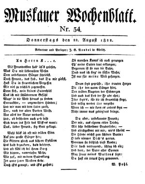 Muskauer Wochenblatt vom 22.08.1822