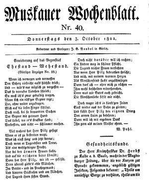 Muskauer Wochenblatt vom 03.10.1822