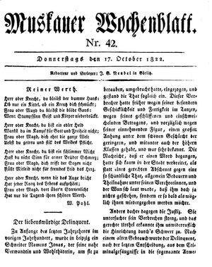 Muskauer Wochenblatt vom 17.10.1822