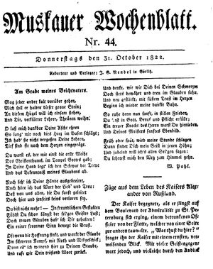 Muskauer Wochenblatt vom 31.10.1822