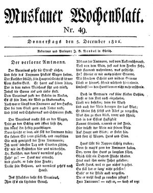 Muskauer Wochenblatt vom 05.12.1822