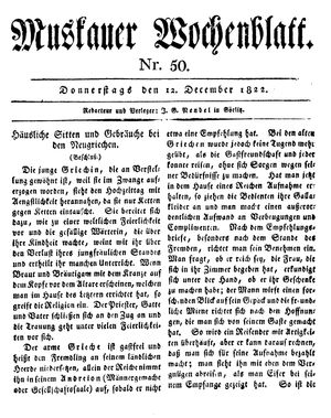 Muskauer Wochenblatt vom 12.12.1822