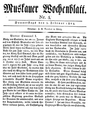 Muskauer Wochenblatt vom 05.02.1824