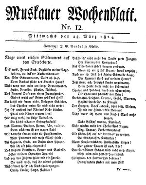 Muskauer Wochenblatt vom 24.03.1824