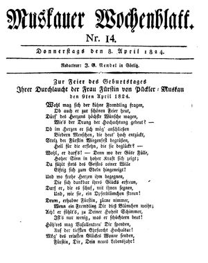 Muskauer Wochenblatt vom 08.04.1824