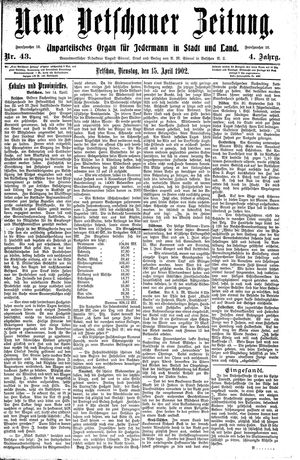 Neue Vetschauer Zeitung vom 15.04.1902
