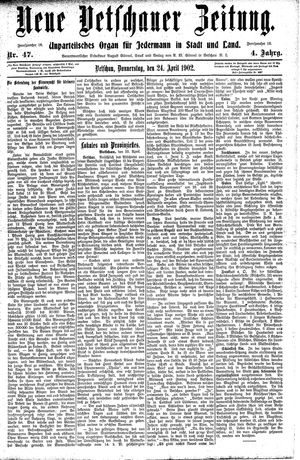 Neue Vetschauer Zeitung vom 24.04.1902