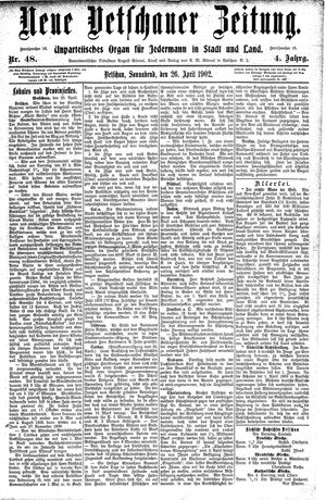 Neue Vetschauer Zeitung vom 26.04.1902
