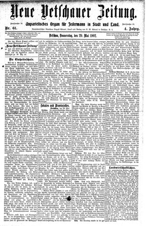 Neue Vetschauer Zeitung vom 29.05.1902
