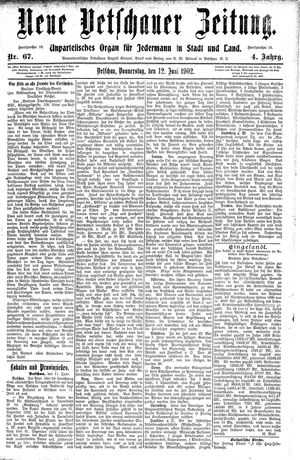 Neue Vetschauer Zeitung vom 12.06.1902