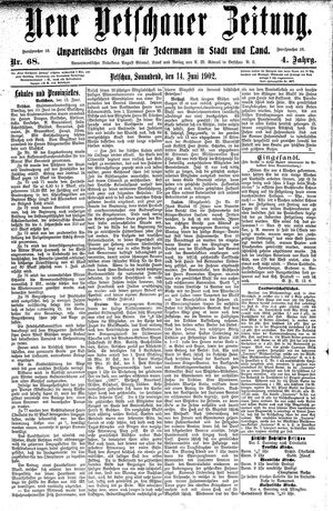 Neue Vetschauer Zeitung vom 14.06.1902