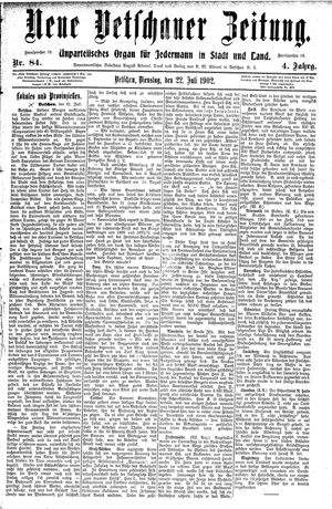 Neue Vetschauer Zeitung vom 22.07.1902