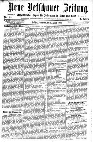 Neue Vetschauer Zeitung vom 09.08.1902