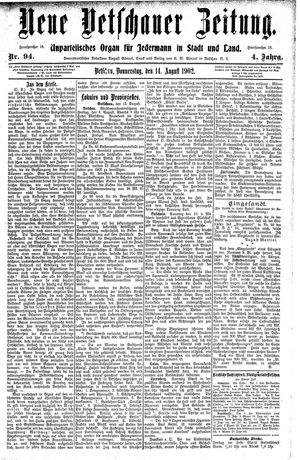 Neue Vetschauer Zeitung vom 14.08.1902