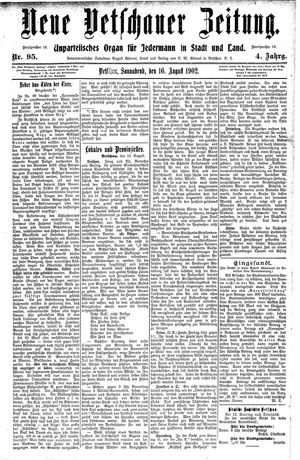 Neue Vetschauer Zeitung on Aug 16, 1902
