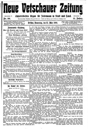 Neue Vetschauer Zeitung vom 25.03.1909