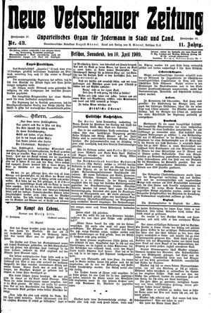 Neue Vetschauer Zeitung vom 10.04.1909
