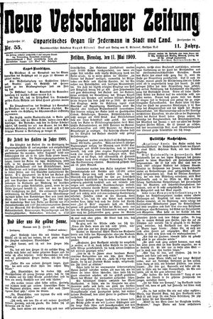 Neue Vetschauer Zeitung vom 11.05.1909
