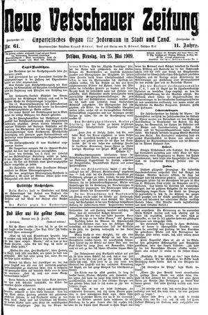 Neue Vetschauer Zeitung vom 25.05.1909