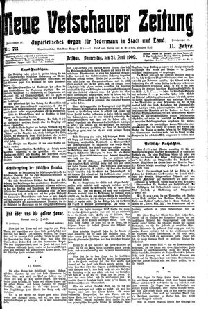 Neue Vetschauer Zeitung vom 24.06.1909