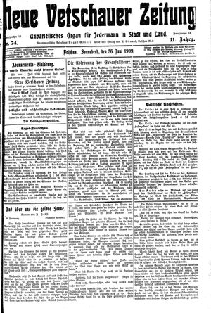 Neue Vetschauer Zeitung vom 26.06.1909