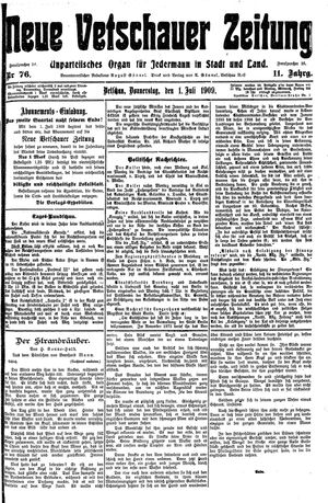 Neue Vetschauer Zeitung vom 01.07.1909