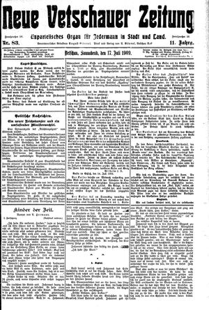 Neue Vetschauer Zeitung vom 17.07.1909
